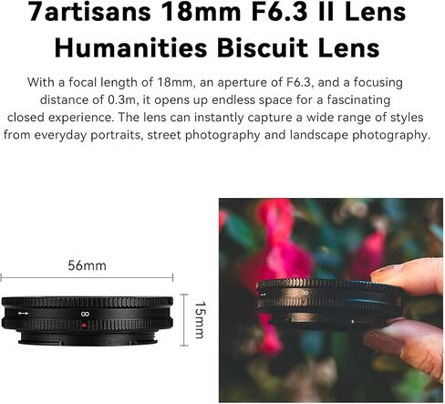 7artisans 18MM F6.3 Mark II UFO Lens for FUJI Mount, APS-C, Prime lens, Ultra-Thin Compact Mirrorless Cameras for FUJIFILM XM-H/XP/XE/XA/XT/XS Series in Saudi Arabia