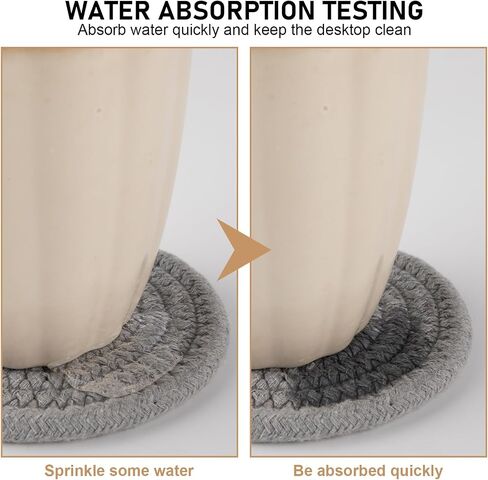 Oihomy 8 PCS Coasters مع حامل ، الوقايات للمشروبات ، والقطن المنسوج من القطن الموسيقي مجموعة من أنواع الكؤوس ، وهدايا Housewarming للديكور المنزلي -صفراء in Kuwait