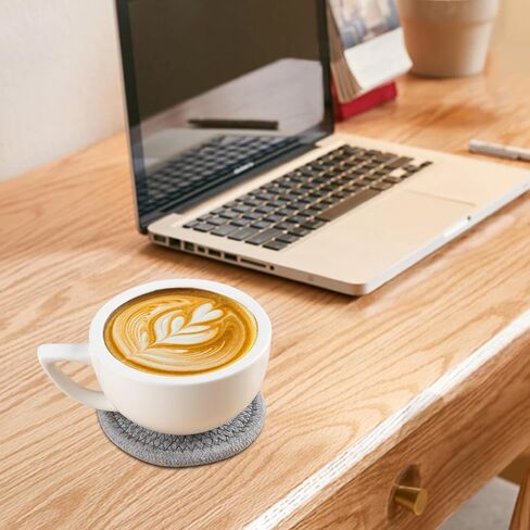 Oihomy 8 PCS Coasters مع حامل ، الوقايات للمشروبات ، والقطن المنسوج من القطن الموسيقي مجموعة من أنواع الكؤوس ، وهدايا Housewarming للديكور المنزلي -صفراء in Kuwait