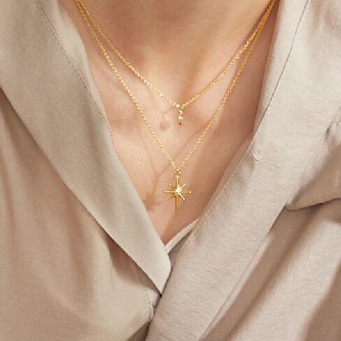 14K Gold Plated Dainty Anchor Chain Link Pendant Necklace Adjustable Necklaces for Women (Clanko Necklace) in Saudi Arabia