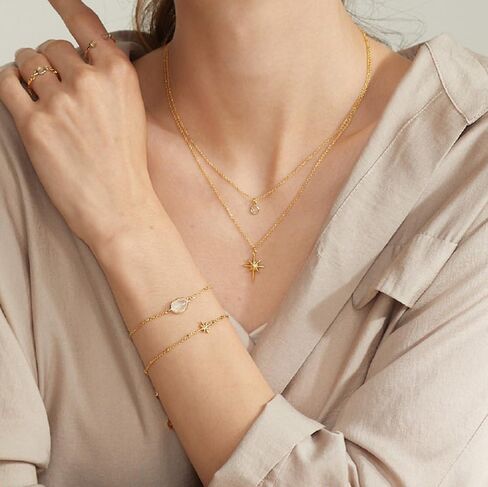 14K Gold Plated Dainty Anchor Chain Link Pendant Necklace Adjustable Necklaces for Women (Clanko Necklace) in Saudi Arabia