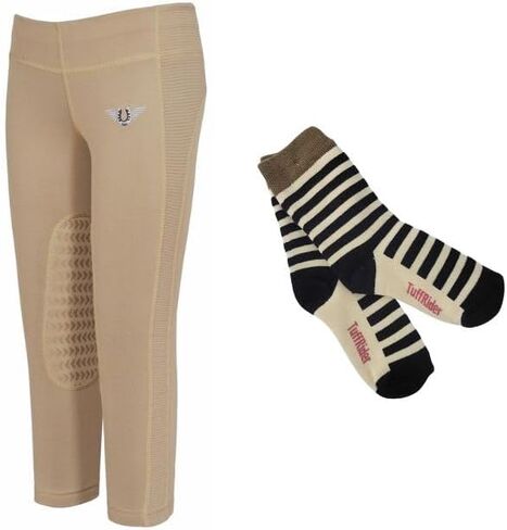 TuffRider Children's Ventilated Schooling Riding Tights with Free Assorted Striped Socks in Saudi Arabia