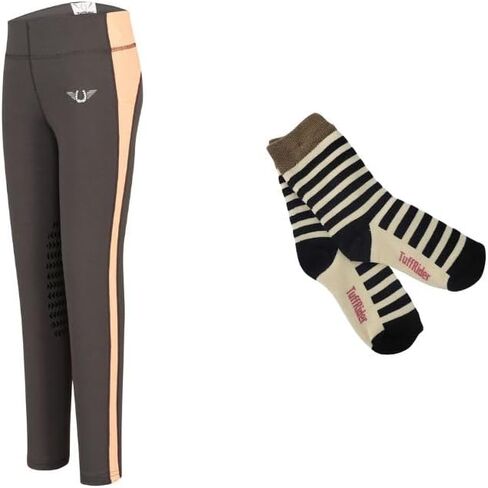 TuffRider Children's Ventilated Schooling Riding Tights with Free Assorted Striped Socks in Saudi Arabia