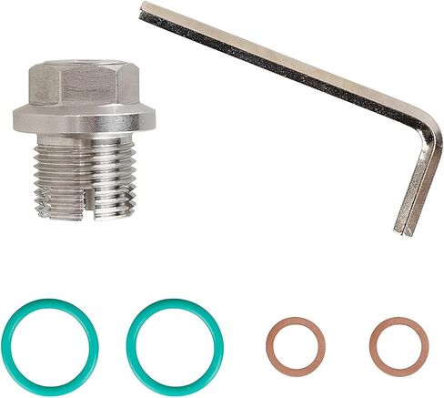 M14.1 x 1.5 Oversize Piggyback Oil Drain Plug, Stainless Steel Self-tapping Repair Screws with O-ring and L-wrench, Oil Pan Drain Plug Repair Kit, for Most Cars (Silver) in Saudi Arabia