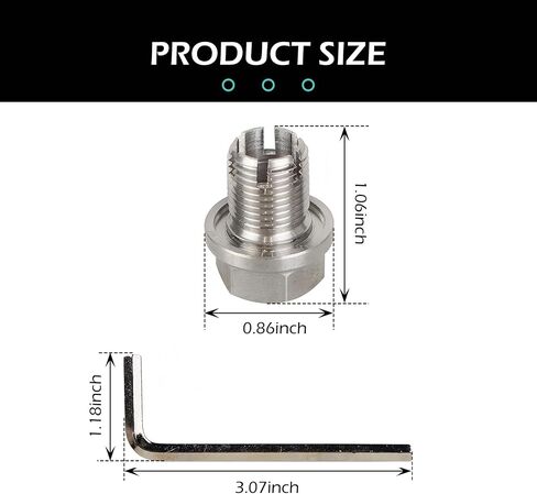 M14.1 x 1.5 Oversize Piggyback Oil Drain Plug, Stainless Steel Self-tapping Repair Screws with O-ring and L-wrench, Oil Pan Drain Plug Repair Kit, for Most Cars (Silver) in Saudi Arabia