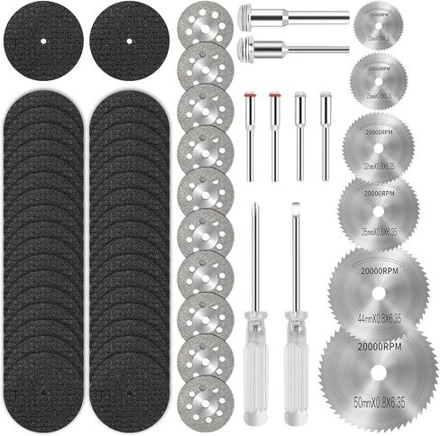 54PCS Rotary Tool Cut Off Wheel Set 1-1/4'' Reinforced Fiberglass Cutting Tool Wheel Discs Included 4Pcs Mandrels Rotary Tool Accessories for Cutting Metal, Stone, Wood in Saudi Arabia