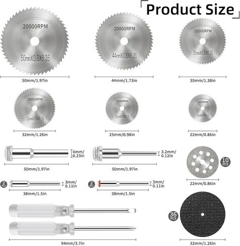54PCS Rotary Tool Cut Off Wheel Set 1-1/4'' Reinforced Fiberglass Cutting Tool Wheel Discs Included 4Pcs Mandrels Rotary Tool Accessories for Cutting Metal, Stone, Wood in Saudi Arabia