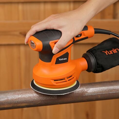 5-Inch Orbital Sander, 2.5 Amp Motor, 15 Pcs Sanding Disc Set, 6-Speed Control (6000-13000 OPM), Efficient Dust Collection for Superior Sanding and Polishing in Saudi Arabia
