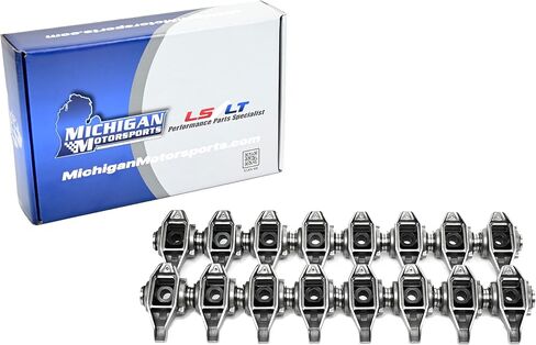 Michigan Motorsports LS1 Rocker Arms مع تم تثبيت trunnions المطورة - يناسب 4.8L 5.3L 5.7L 6.0L LS - أداء Valvetrain المحسن - مجموعة من 16 (لم يتم تضمين البراغي) in Kuwait