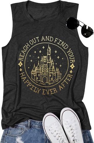 KIDDAD Magic Kingdom Tank Tops for Women: Magical Shirts Fairy Castle Shirt Family Vacation Vest Summer Sleeveless Tops in Saudi Arabia