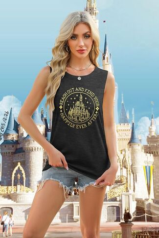 KIDDAD Magic Kingdom Tank Tops for Women: Magical Shirts Fairy Castle Shirt Family Vacation Vest Summer Sleeveless Tops in Saudi Arabia