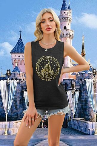KIDDAD Magic Kingdom Tank Tops for Women: Magical Shirts Fairy Castle Shirt Family Vacation Vest Summer Sleeveless Tops in Saudi Arabia