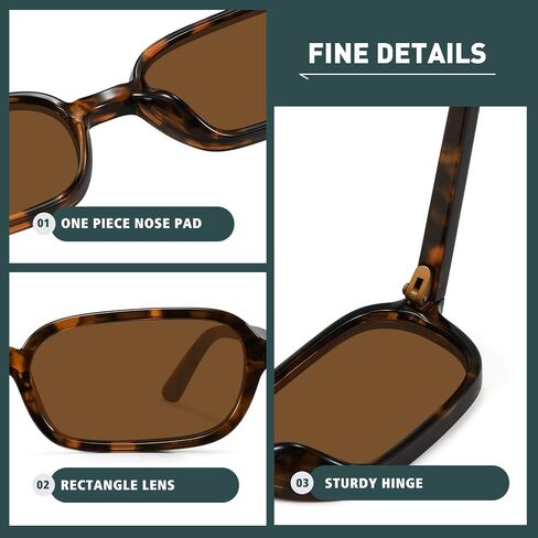 WOWSUN Retro Rectangle Sunglasses Womens Small Trendy 90s Sun Glasses Sunnies UV400 Protection in Kuwait