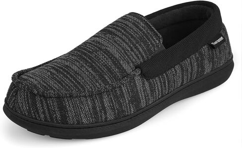 Men's Moccasin Slippers with Memory Foam for Indoor/Outdoor, Breathable Knit House Shoes with Nonslip Rubber Sole in Kuwait