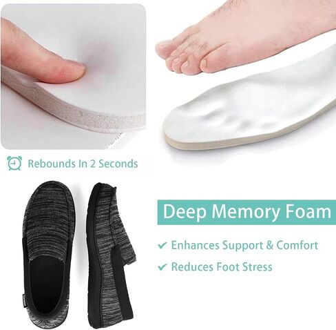 Men's Moccasin Slippers with Memory Foam for Indoor/Outdoor, Breathable Knit House Shoes with Nonslip Rubber Sole in Kuwait