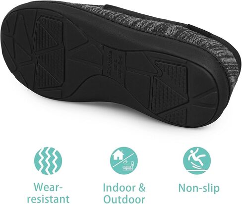 Men's Moccasin Slippers with Memory Foam for Indoor/Outdoor, Breathable Knit House Shoes with Nonslip Rubber Sole in Kuwait