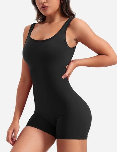 One Piece Workout Jumpsuits for Women – Backless Tummy Control Sleeveless Jumpsuits – Lizvette V Back Scrunch Romper in Saudi Arabia
