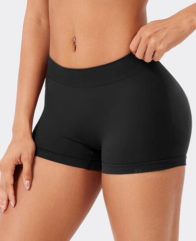 Voyjoy Women Impact Shorts 2.5 "Low Rise Hidden Scrunch Lutting Seamless تمرين صالة رياضية تشغيل راكب الدراجة النارية الساخنة in Kuwait
