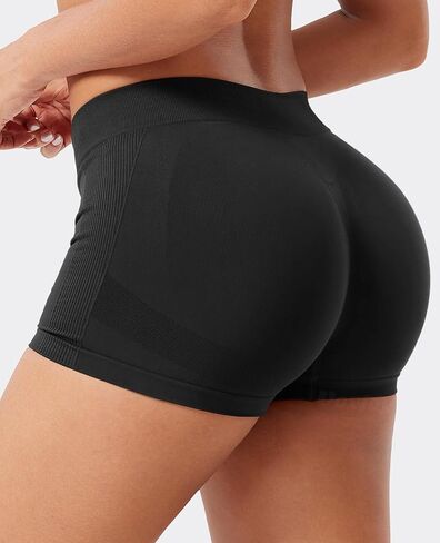 Voyjoy Women Impact Shorts 2.5 "Low Rise Hidden Scrunch Lutting Seamless تمرين صالة رياضية تشغيل راكب الدراجة النارية الساخنة in Kuwait