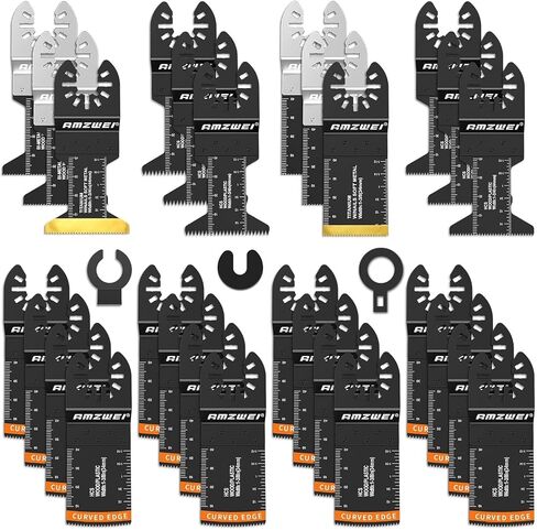 100Pcs Multi Tool Blades, Titanium and HCS Professional Oscillating Saw Blades for Wood Plastic Metal, Curved Edge Oscillating Tool Blades Fit for Dewalt, Milwaukee, Makita, Ryobi, Rockwell in Saudi Arabia
