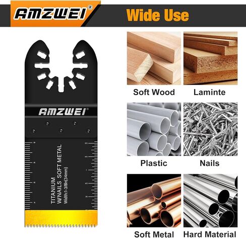 100Pcs Multi Tool Blades, Titanium and HCS Professional Oscillating Saw Blades for Wood Plastic Metal, Curved Edge Oscillating Tool Blades Fit for Dewalt, Milwaukee, Makita, Ryobi, Rockwell in Saudi Arabia