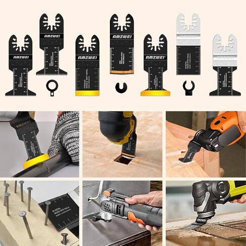 100Pcs Multi Tool Blades, Titanium and HCS Professional Oscillating Saw Blades for Wood Plastic Metal, Curved Edge Oscillating Tool Blades Fit for Dewalt, Milwaukee, Makita, Ryobi, Rockwell in Saudi Arabia
