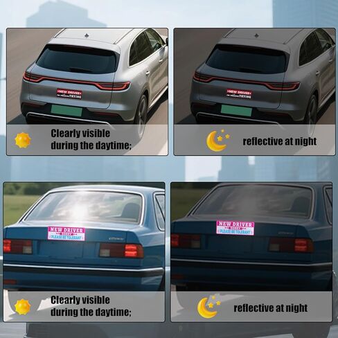 4pcs Student Drivers Magnetic Car Stickers, 8.98x3.19in Novice Driver Stickers Safety Sign Waterproof Magnet Bumper Sticker New Rookie Driver Sign Car Accessories for Metal Vehicle Surface in Saudi Arabia