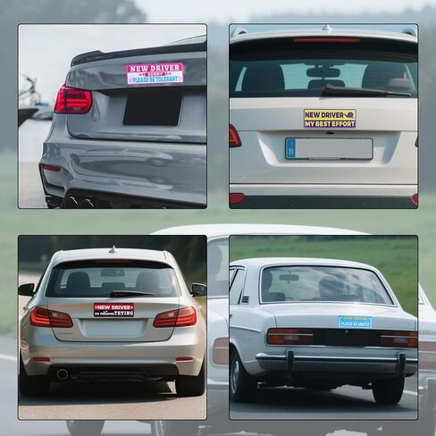 4pcs Student Drivers Magnetic Car Stickers, 8.98x3.19in Novice Driver Stickers Safety Sign Waterproof Magnet Bumper Sticker New Rookie Driver Sign Car Accessories for Metal Vehicle Surface in Saudi Arabia