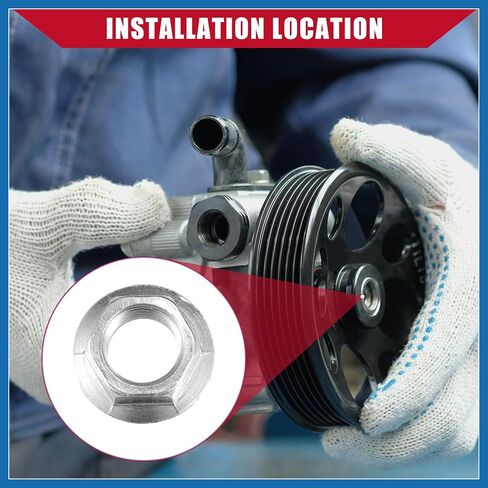 90305PAAA01 90305P0G003 Power Steering Pump Pulley Nut for Honda Accord 1995-2012 for Honda Civic 1996-2011 / Inner/Durable Metal/ 1 Pcs Silver Tone Item Replacement in Saudi Arabia