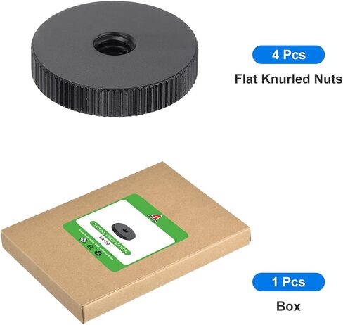 uxcell 10Pcs Flat Knurled Nut - 1/4"-20 x 1" x 0.26" Thumb Nuts Lock Adjusting Nuts, Aluminum Alloy Female Thumb Wheel Lock Nut, Black in Saudi Arabia