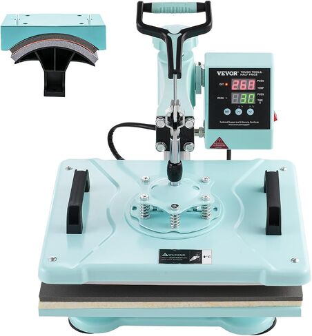 VEVOR 15x15 Heat Press & Hat Heat Press 2 in 1 Machine, Digital Temp&Timer Control, Heat Up Fast & Even - Cap & Shirt Press Combo Machine for Most Hats, T Shirt, Cap, Pillow, Bag, Pad, Hoodie in Saudi Arabia