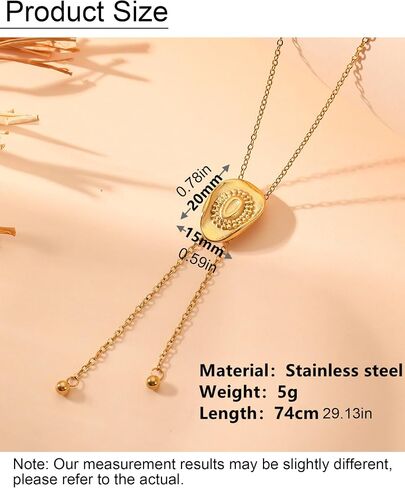 Western Cowgirl Hat Necklace for Women Dainty Bolo Tie Cowboy Necklace Long Gold Y Shaped Neck Chain Trendy Country Concert Jewelry Cowboy Carter Outfit Accessories in Saudi Arabia