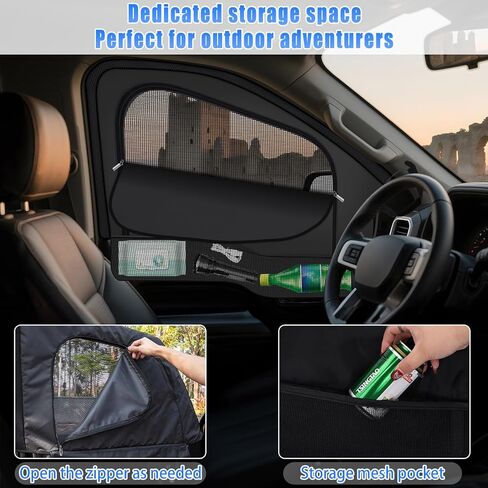 ظلال نافذة سيارة Zatooto Ford F-150 للفترة 2015-2020 ، شاشة نافذة سيارة F-150 لتخييم نافذة الطفل ، نافذة جانبية تغطية كاملة مع شبكة قابلة للتنفس in Kuwait