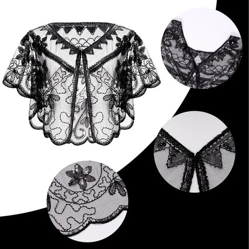 Fumwase Women's 1920s Shawl Wraps Sequin Beaded Evening Shawls Flapper for Evening Dresses Formal Wedding Party Hallowmas in Kuwait
