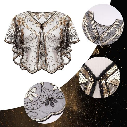Fumwase Women's 1920s Shawl Wraps Sequin Beaded Evening Shawls Flapper for Evening Dresses Formal Wedding Party Hallowmas in Saudi Arabia