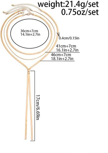 Long Layered Gold Choker Necklace for Women Fashion Triple Layering Snake Chain Chokers Thick Stack Pendant Y Necklaces Prom Formal Statement Jewelry in Saudi Arabia