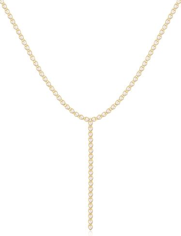 Lariat Necklace for Women,Heart Diamond Long Necklaces 14K Gold Plated Y-Shaped Necklace Luxury Costume Jewelry for Women in Saudi Arabia