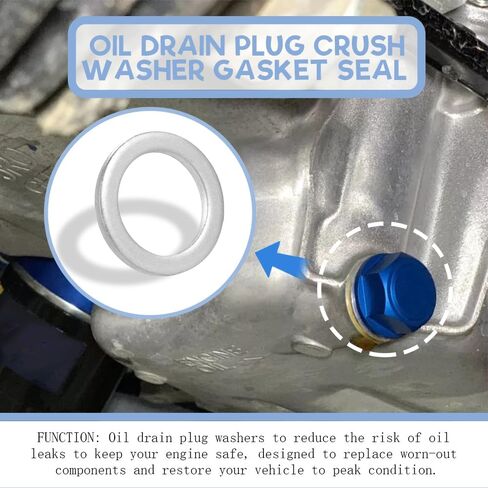 12PCS Transmission Fluid and Rear Differential Oil Drain Plug Washer Gasket Seal, Oil Plug Washer, Aluminum Engine O il Crush Washers for Honda, Replace OEM# 94109-2000 & 90471-PX4-000 in Saudi Arabia