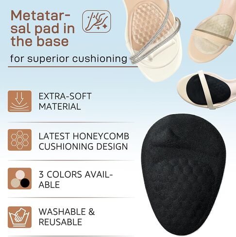 HiRui Ball of Foot Cushions (2 Pairs), Metatarsal Pads for Women, Non-Slip Comfort Heel Inserts for Loose Shoes, Arch Support for Foot Pain Relief, Plantar Fasciitis, Blisters, Friction (Beige) in Saudi Arabia