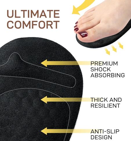 HiRui Ball of Foot Cushions (2 Pairs), Metatarsal Pads for Women, Non-Slip Comfort Heel Inserts for Loose Shoes, Arch Support for Foot Pain Relief, Plantar Fasciitis, Blisters, Friction (Beige) in Saudi Arabia
