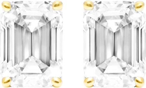 Emerald Cut Lab Crown Diamond Stud أقراط للنساء | IGI معتمد | 0.50 إلى 2.00 CTTW | E-F Color ، VS1-VS2 Clarity | 14K أبيض أو أصفر الذهب | دفع الخلف in Kuwait
