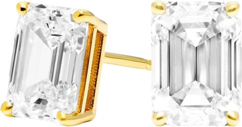 Emerald Cut Lab Crown Diamond Stud أقراط للنساء | IGI معتمد | 0.50 إلى 2.00 CTTW | E-F Color ، VS1-VS2 Clarity | 14K أبيض أو أصفر الذهب | دفع الخلف in Kuwait
