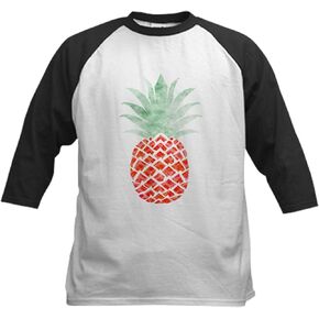 CafePress Red Orange Green Pineapple Cute Wo Baseball Jersey Kids Cotton Baseball Jersey, 3/4 Raglan Sleeve Shirt in Saudi Arabia