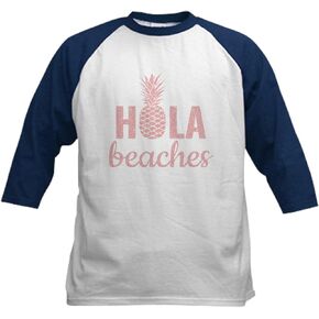 Cafepress Womens Hola Beaches Rose Gold Fun Baseball Jersey Kids Cotton Baseball Jersey ، 3/4 Raglan Sleeve Shirt in Saudi Arabia