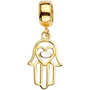 JewelryWeb 14k Yellow Gold Hamsa Charm For Mix and Match Bracelet 9x21mm-Charm-Bracelet in Saudi Arabia