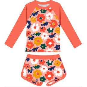 Baohulu Girls Girls Guard Swimsuit 2 قطعة من الأكمام الطويلة بدلة السباحة UPF 50+ السريع شاطئ السباحة الحجم 3-14 سنة in Kuwait