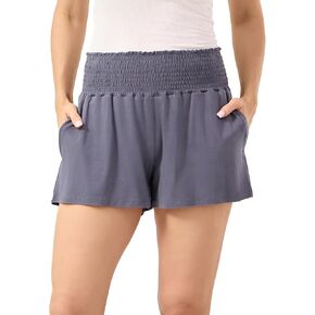 Bamboo Viscose Micro Shorts for Women, Soft Lightweight Pajama Shorts, Smocked High Waist Mini Lounge Pants in Kuwait