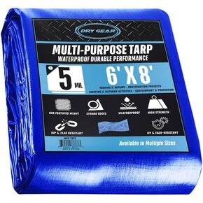 Tarps Blue All Purpose Waterproof 8x10 (Pack of 3) - All Purpose 5 MIL Tarp - High Durability Pack of 3 8x10 Tarps - Construction, Rain Shelter, Outdoor Cover and Camping Use by Dry Gear in Saudi Arabia