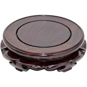 Oriental Furniture Wooden Display Stand Base Lotus Pedestal Vase Base Table Lamp Teapot Base Black Catalpa Furniture Stable Home Decoration Size2 (6.61x1.78in) in Saudi Arabia