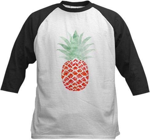 Cafepress Red Orange Green Paneaple Cute Wo Baseball Jersey Kids Cotton Baseball Jersey ، 3/4 Raglan Sleeve Shirt in Saudi Arabia